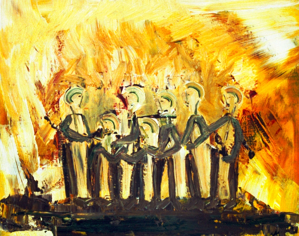 A painting by the artist James Foort called: The Choir Sings At Sunrise