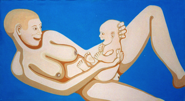 A painting by the artist James Foort called: 20th Century Madonna