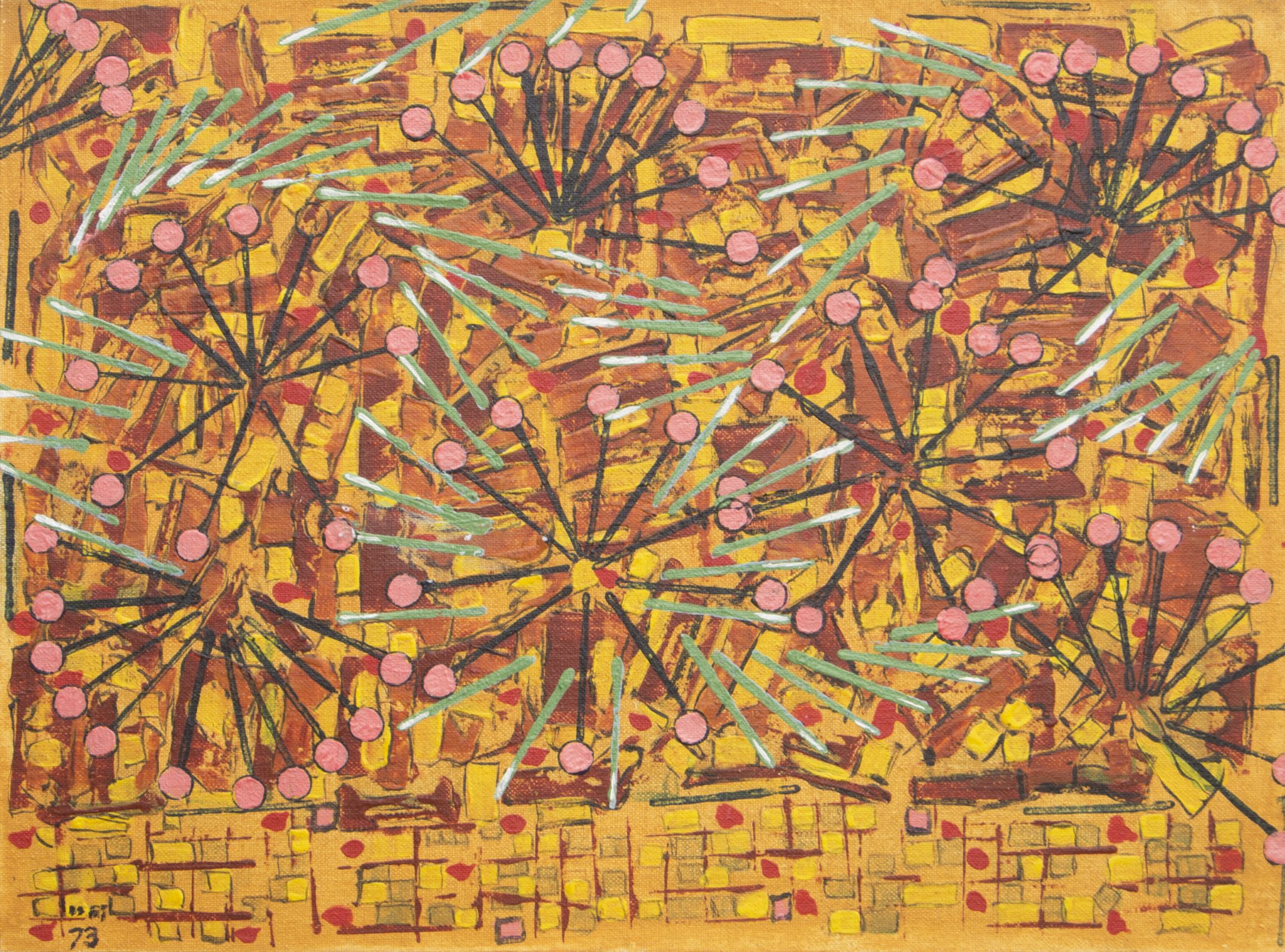 A painting by the artist James Foort called: A Pattern Of Dandelions For Dr. Rouseau