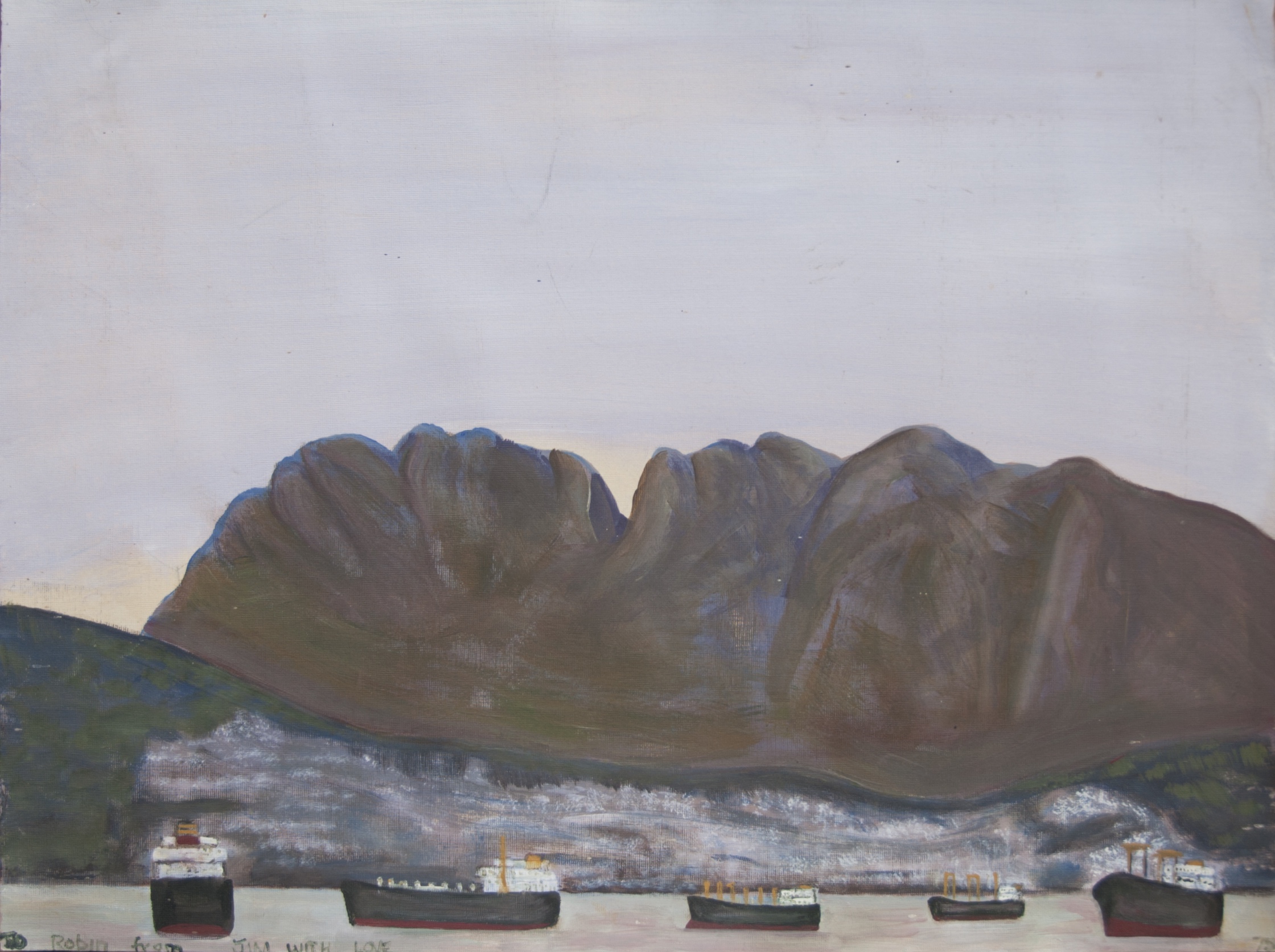 A painting by the artist James Foort called: Mountains And Ships